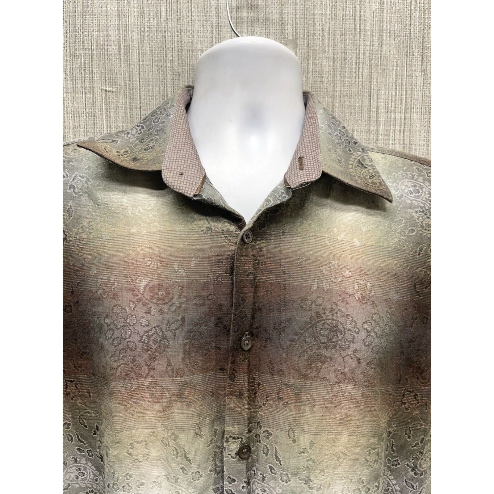 BUGATCHI Bugatchi Uomo Classic Fit Multicolor Long Sleeve Button Down Mens L Shirt Size US L / EU 52-54 / 3 - 2 Thumbnail