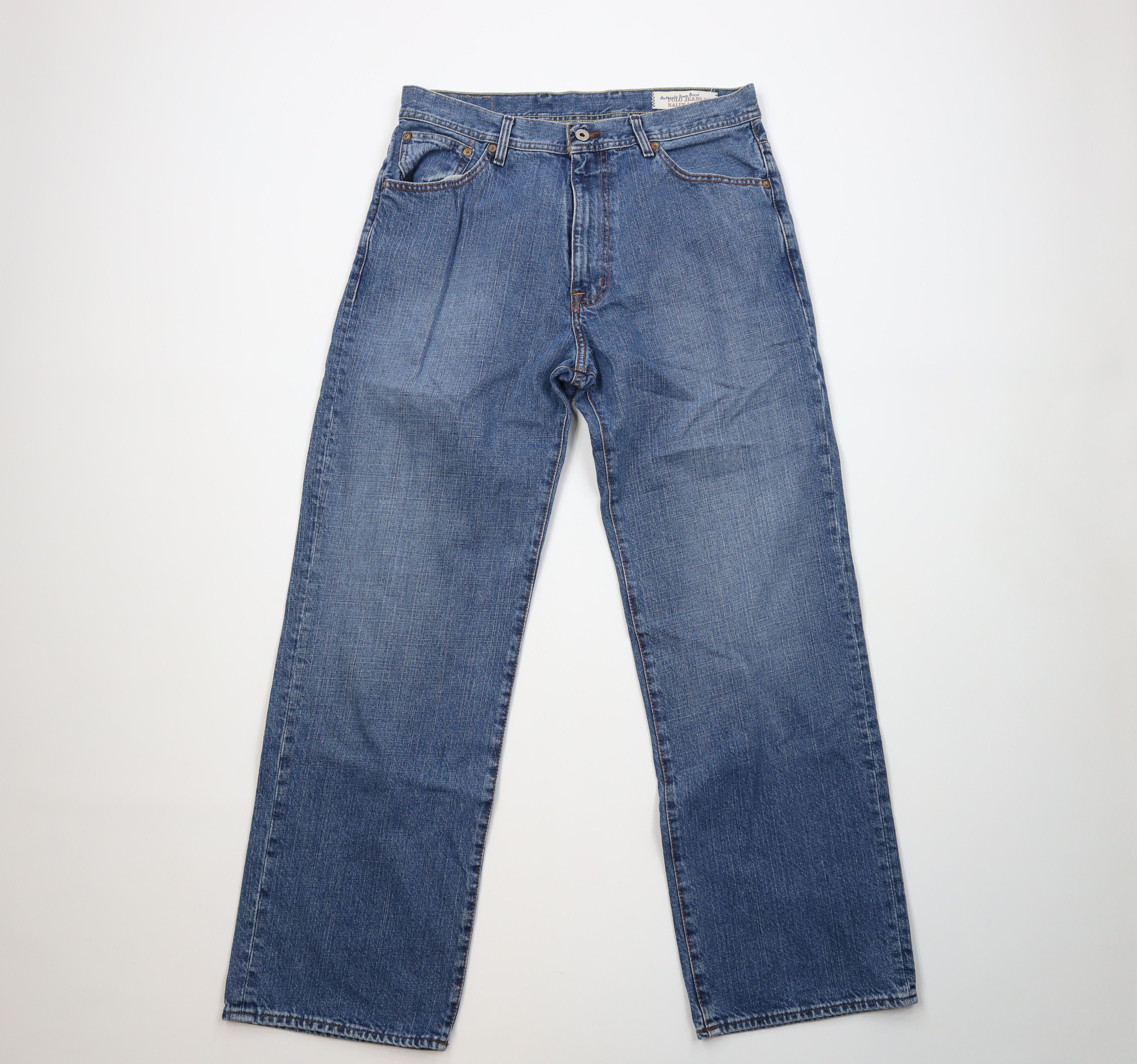 Ralph Lauren Vintage 90s Y2K Ralph Lauren Baggy Wide Leg Denim Jeans Blue Size US 33 - 1 Thumbnail
