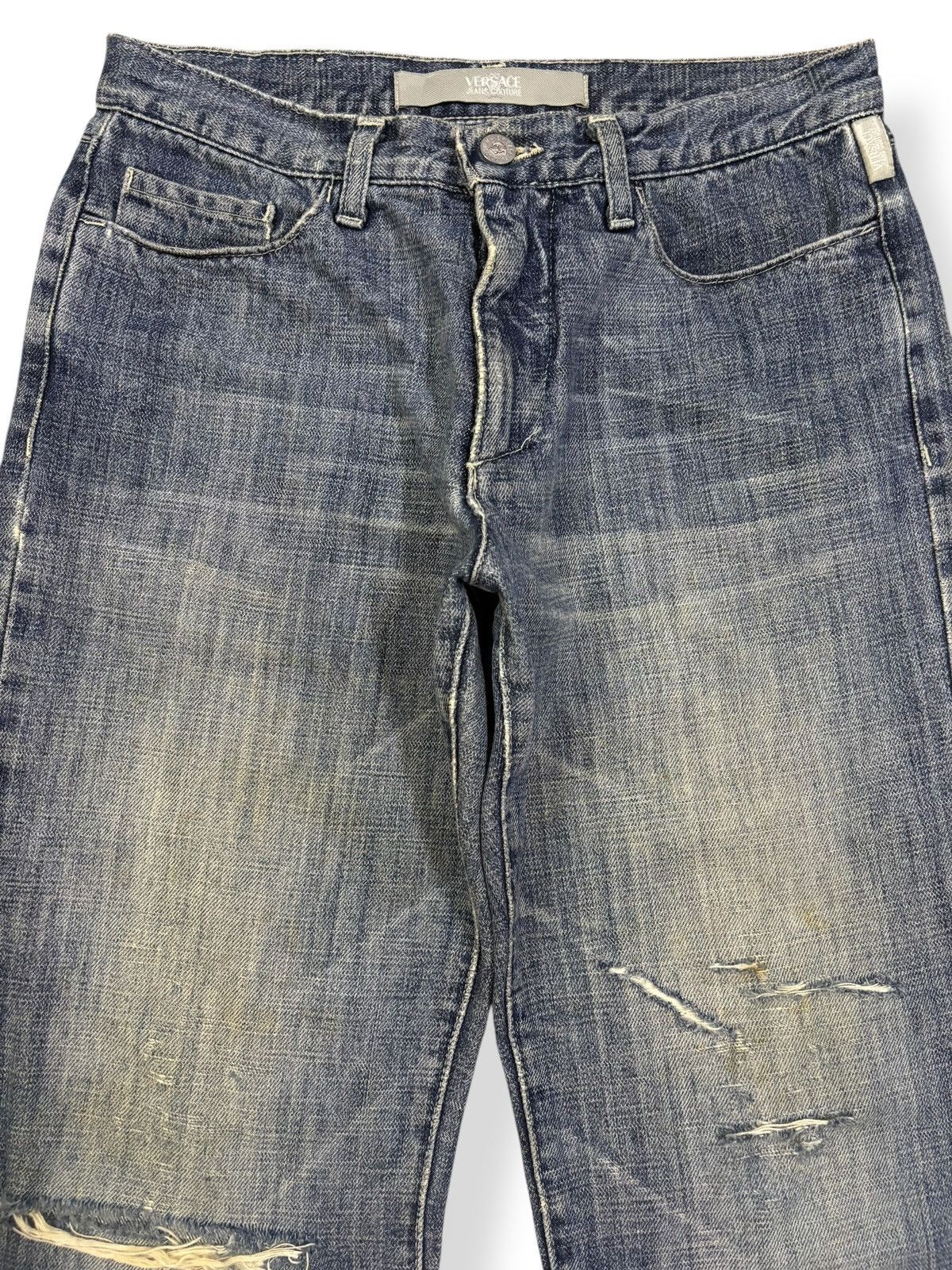Versace Y2K Versace Jeans Couture Mud Wash Baggy Distressed Jeans Size US 31 - 3 Thumbnail