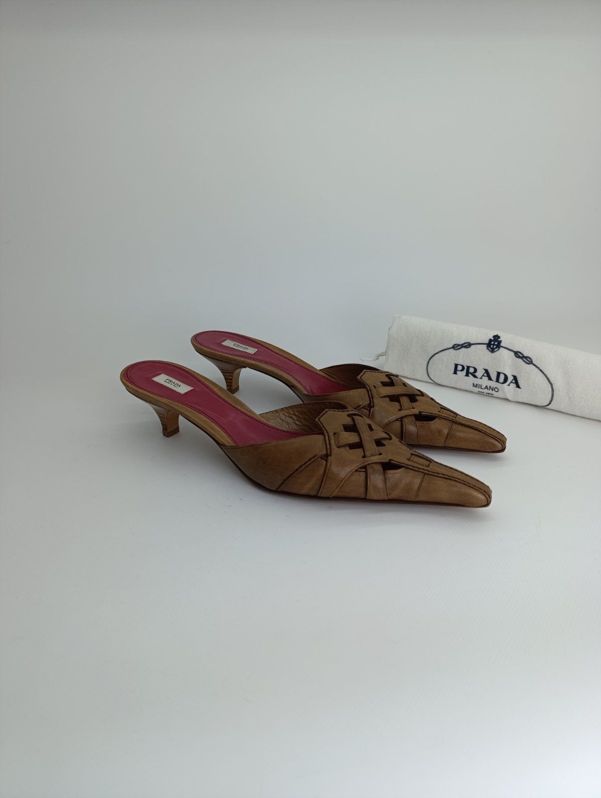 Prada 00s PRADA WHIMSICAL BRAIDED LEATHER POINTY MULES HEELS Size US 11 / IT 41 - 3 Thumbnail