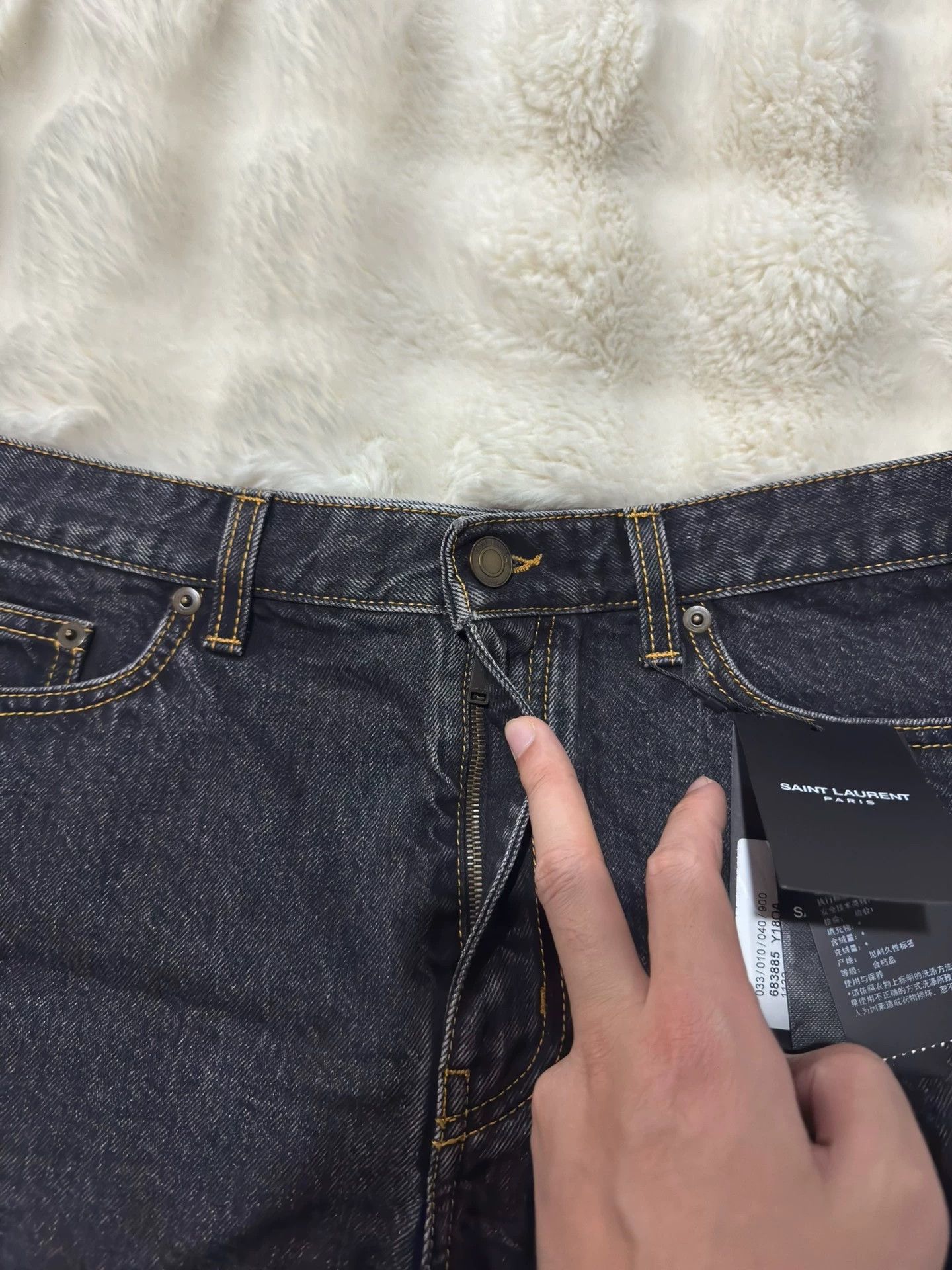 Saint Laurent Paris Saint Laurent brand new distressed denim shorts with tassels Size 31" - 2 Thumbnail