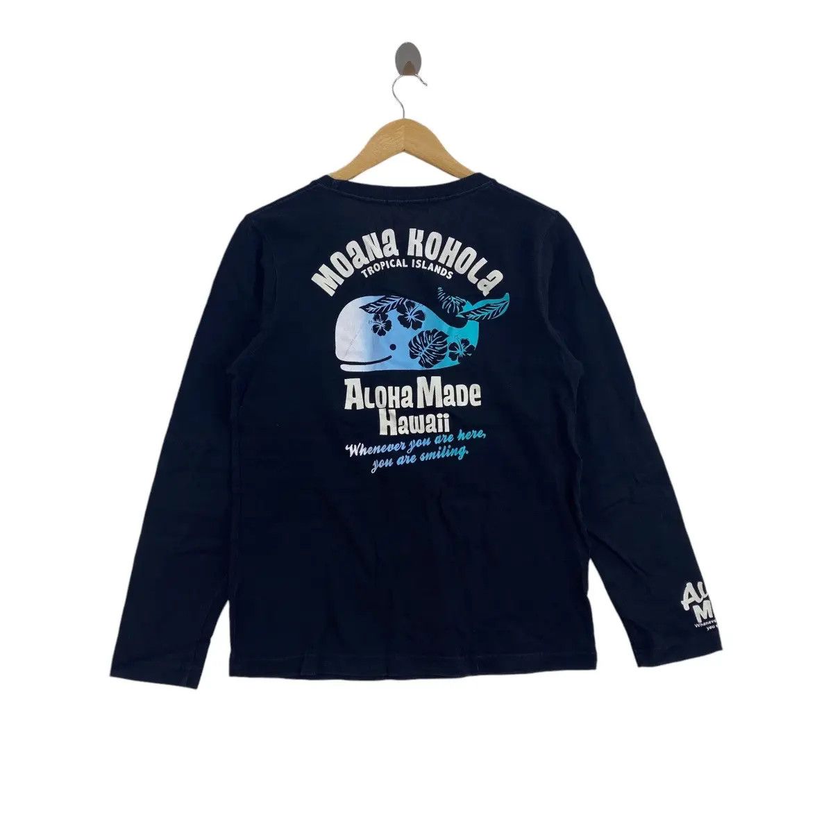 Vintage ALOHA MADE HAWAII Whale Moana Kohola Tee Shirt Top Long Size L / US 10 / IT 46 - 4 Thumbnail