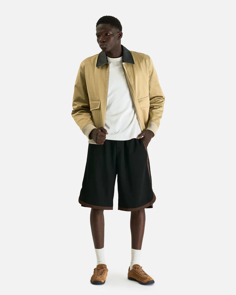 Wales Bonner o1s1v1r1oon0825 Shade Varsity Jacket in Light Beige/Hunter Size US M / EU 48-50 / 2 - 2 Thumbnail