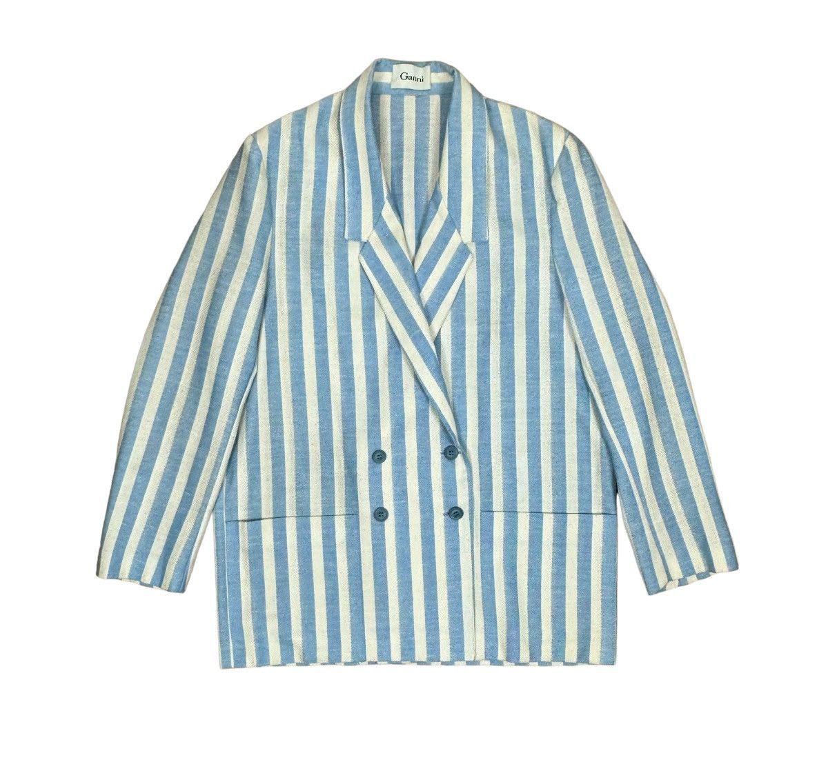 Ganni Ganni Striped Double-Breasted Linen-Cotton Blazer size M Size M / US 6-8 / IT 42-44 - 12 Thumbnail