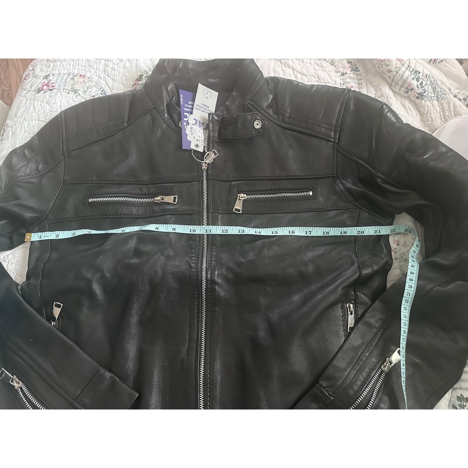 Other NWT BLACK LAMB LEATHER MOTO RACER JACKET W/ FLEECE LINING L Size US L / EU 52-54 / 3 - 5 Thumbnail