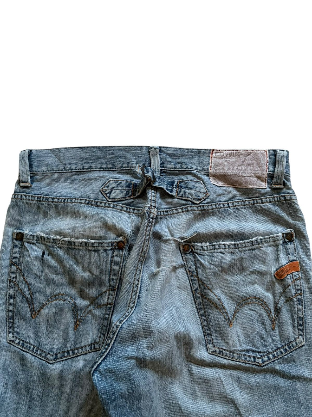 Edwin SALES🔥Vintage Edwin Buckle Back Distressed Baggy Jean Short Size US 35 - 11 Thumbnail
