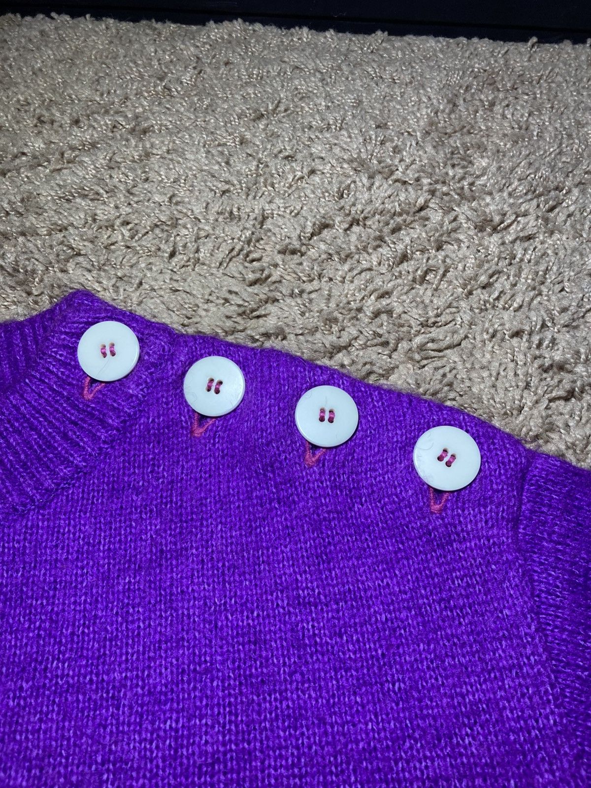 Comme des Garcons × Ganryu 2012 Ganryu Purple Knit Sweater Button Shark Striped Wool Size US S / EU 44-46 / 1 - 3 Thumbnail