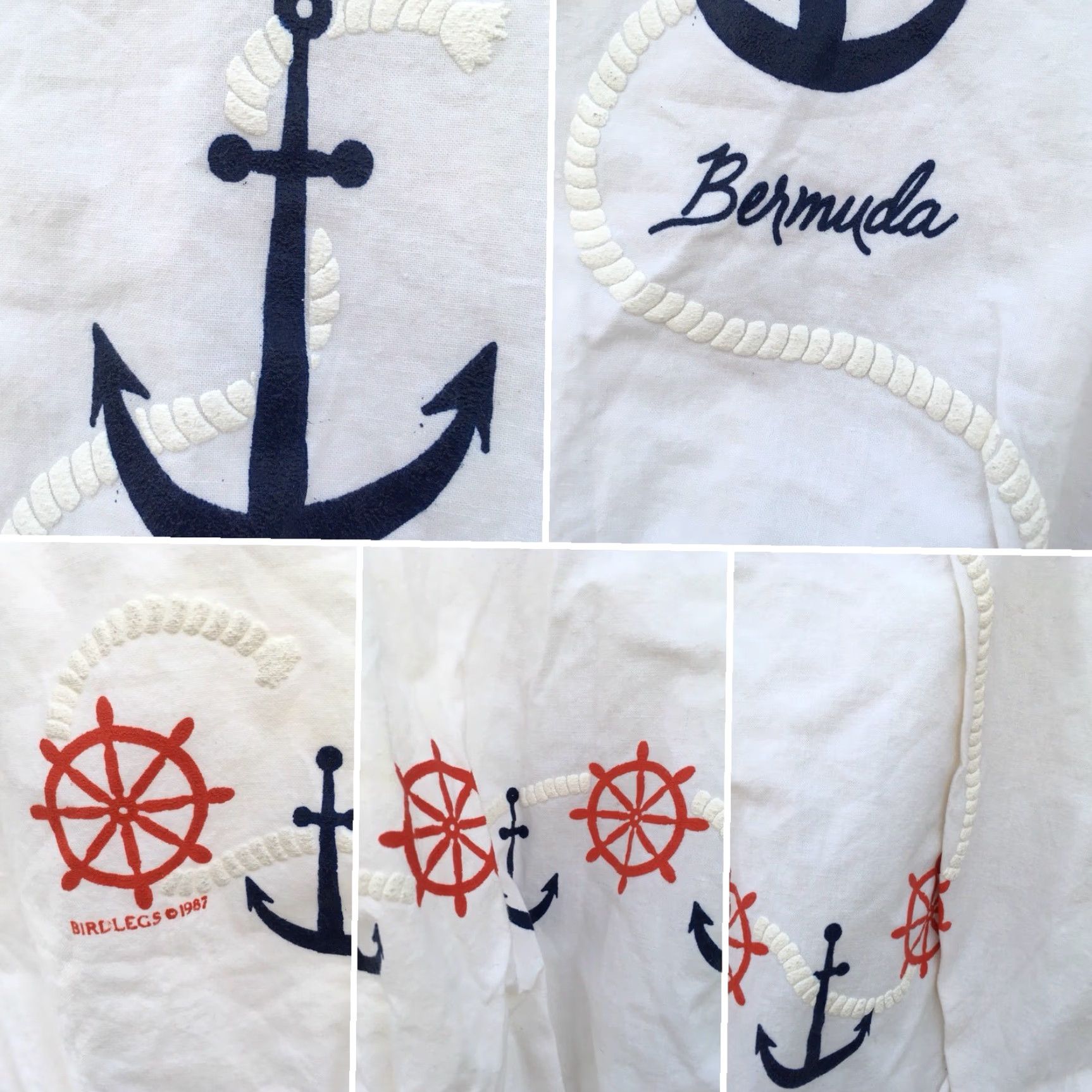 Nautica VINTAGE Birdlegs Navy Ship Wheel Anchor Rope 1987 T-Shirt White L Mens 1980s Graphic Tee Shirt Bermuda Nautical Size US L / EU 52-54 / 3 - 3 Thumbnail