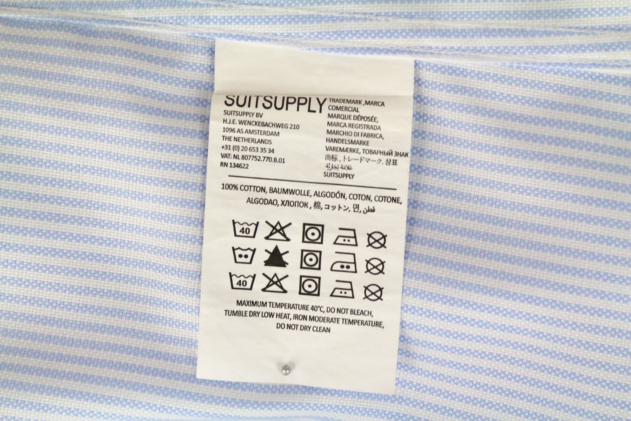 Suitsupply 43/17 Blue Cotton Striped Classic 72594 Size 42R - 6 Thumbnail