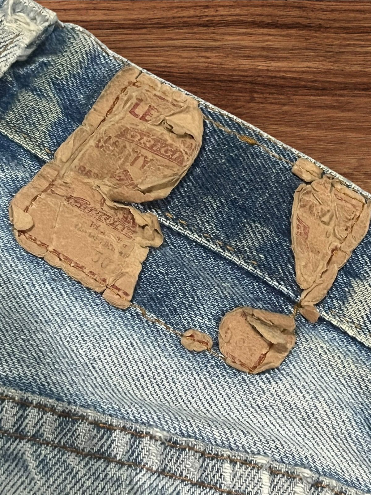 Levi's × Levi's Vintage Clothing × Vintage Vintage 80s Levi’s 501 Button Fly Blue Washed Trashed Jeans Size US 28 / EU 44 - 12 Thumbnail
