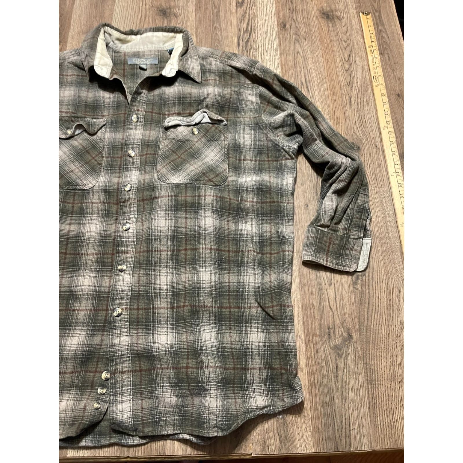 Vintage Elkmont Shirt Mens 4X Green Orange White Plaid Flannel Button Up Casual Winter Spring Fall Button-Down Collar Womens? Size US XXL / EU 58 / 5 - 4 Thumbnail