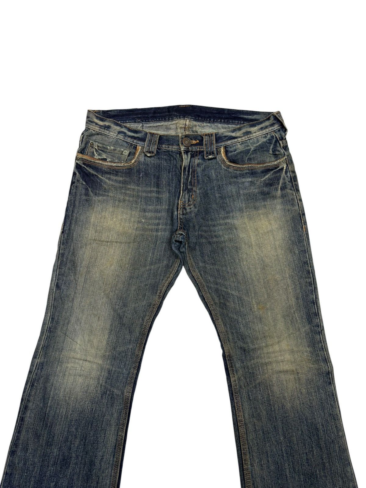 Tornado Mart Flare Jeans EDGE RUPERT Japan Mud Wash Distressed Denim Jean Size US 34 / EU 50 - 5 Thumbnail