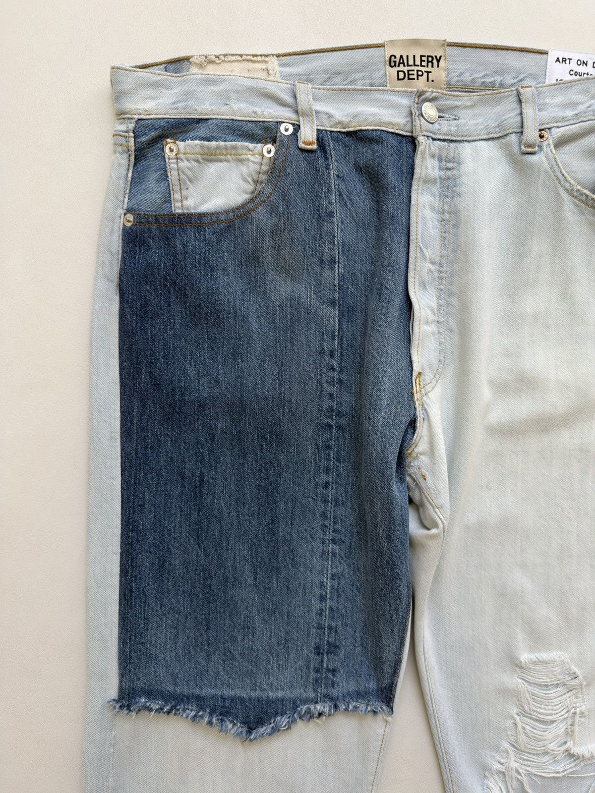 Gallery Dept. Ken 5001 Reworked Washed Blue Jeans Size US 36 / EU 52 - 4 Thumbnail
