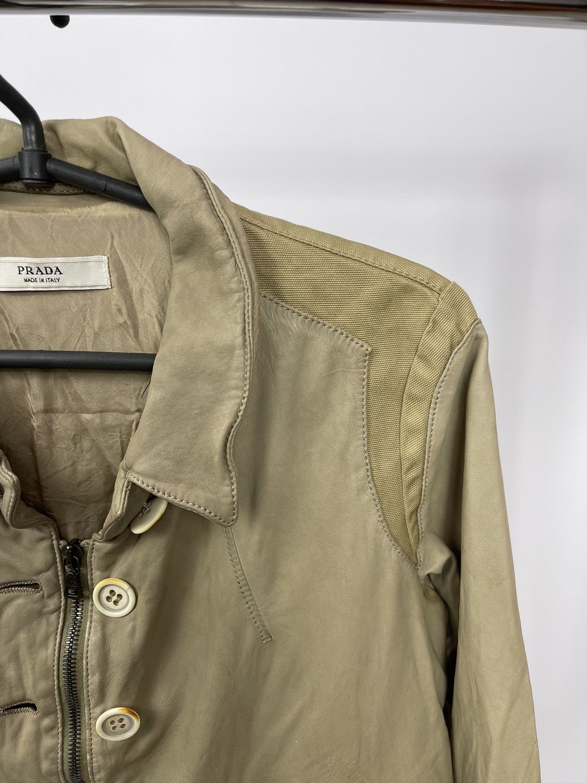 Prada Vintage Prada Y2K Leather Button Beige Jacket Size 42 RIRI Size M / US 6-8 / IT 42-44 - 2 Thumbnail