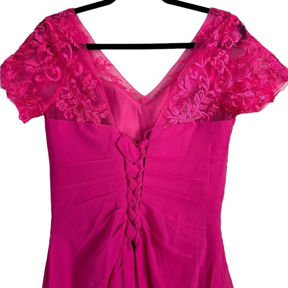 Designer Pink Lace Rhinestone Mother of The Bride Dress 10 Size L / US 10 / IT 46 - 5 Thumbnail