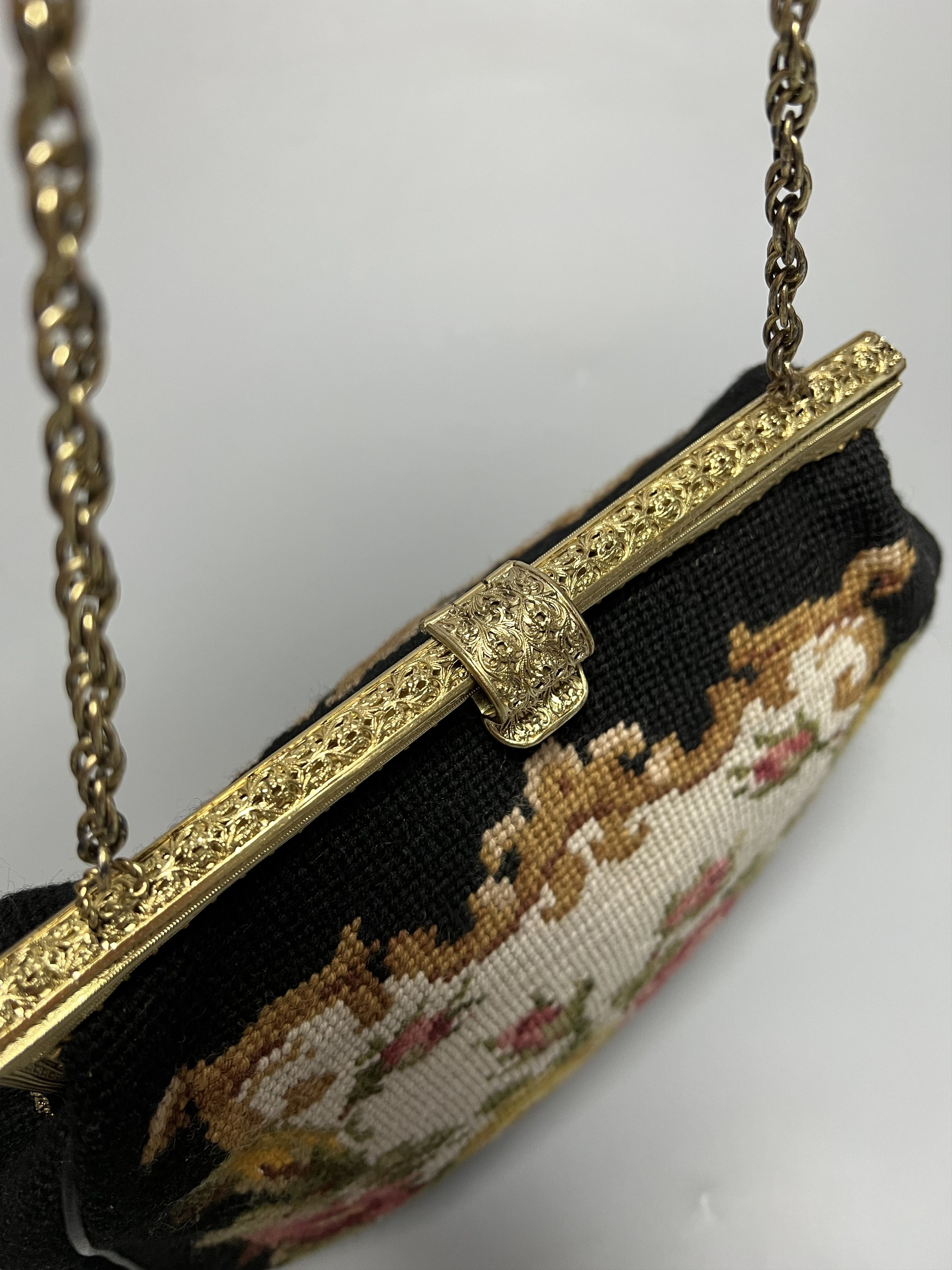 Handmade Rare Vintage Hand Made Shoulder Bag Embroidered Flower Size ONE SIZE - 3 Thumbnail