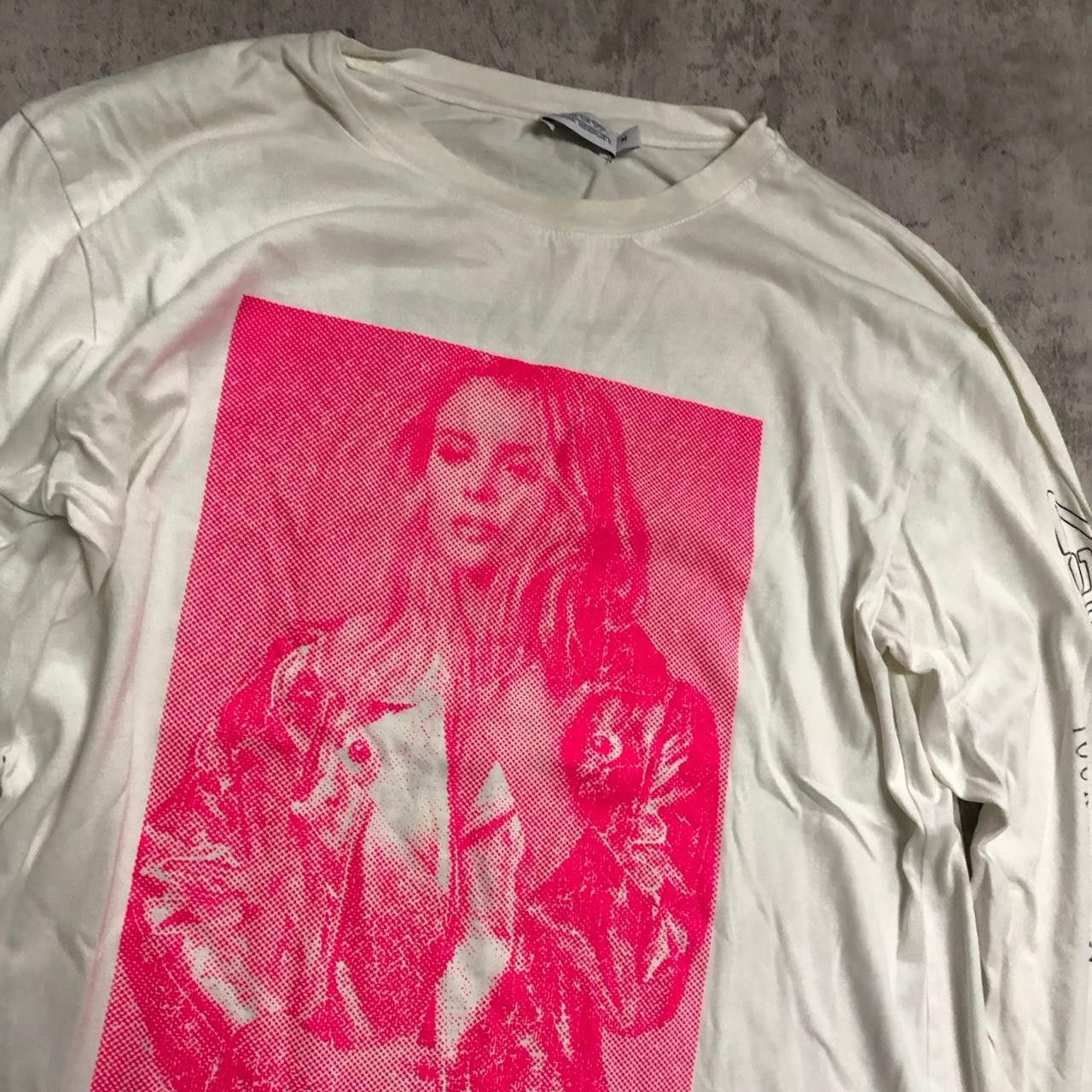 Zara White Zara long sleeve top with pink graphic #longsleeve Size M / US 6-8 / IT 42-44 - 2 Thumbnail