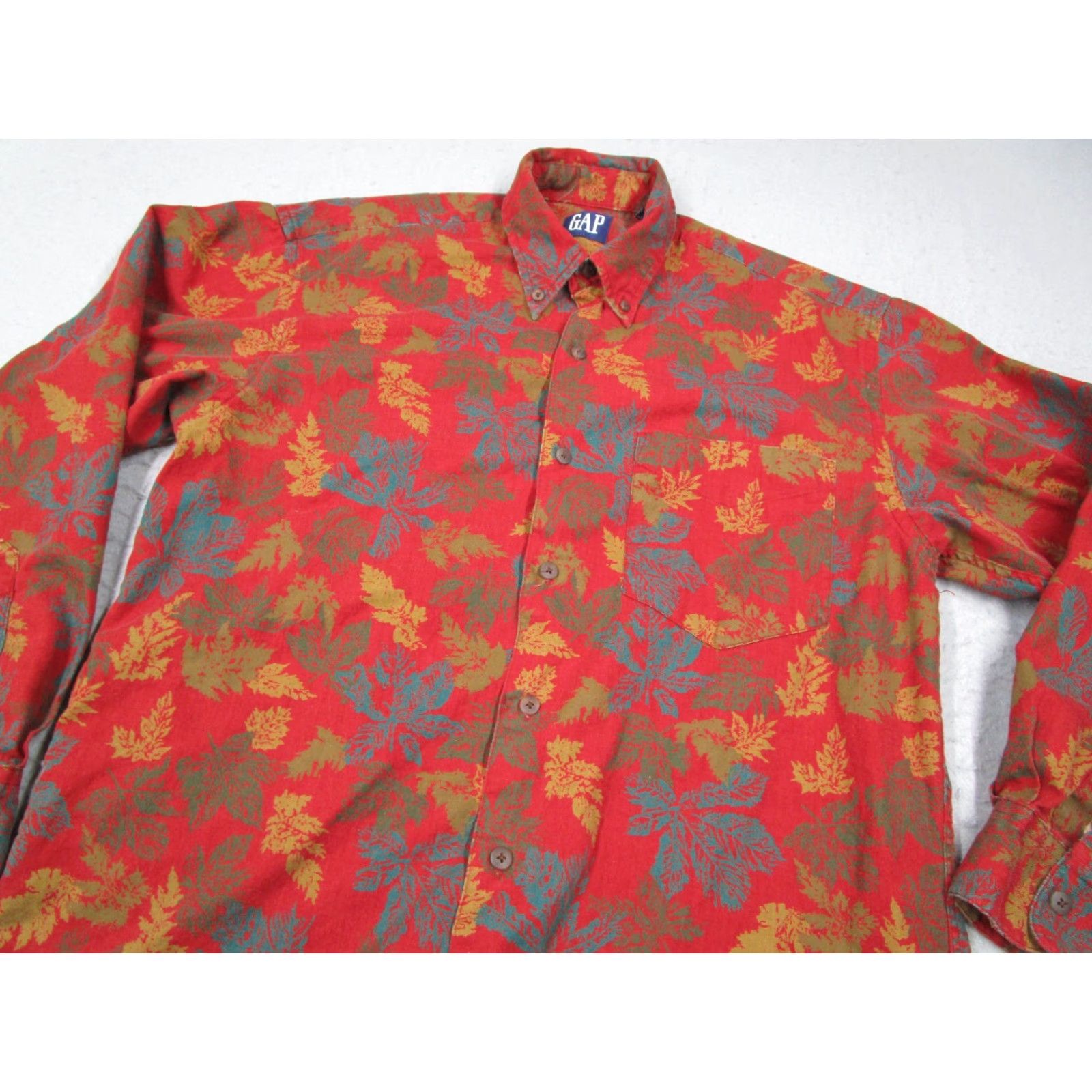 Gap VINTAGE Gap Shirt Mens Small Red Floral Button-Up Long Sleeve Twill 100% Cotton Retro 90s Boho Casual Mens Size US S / EU 44-46 / 1 - 2 Thumbnail