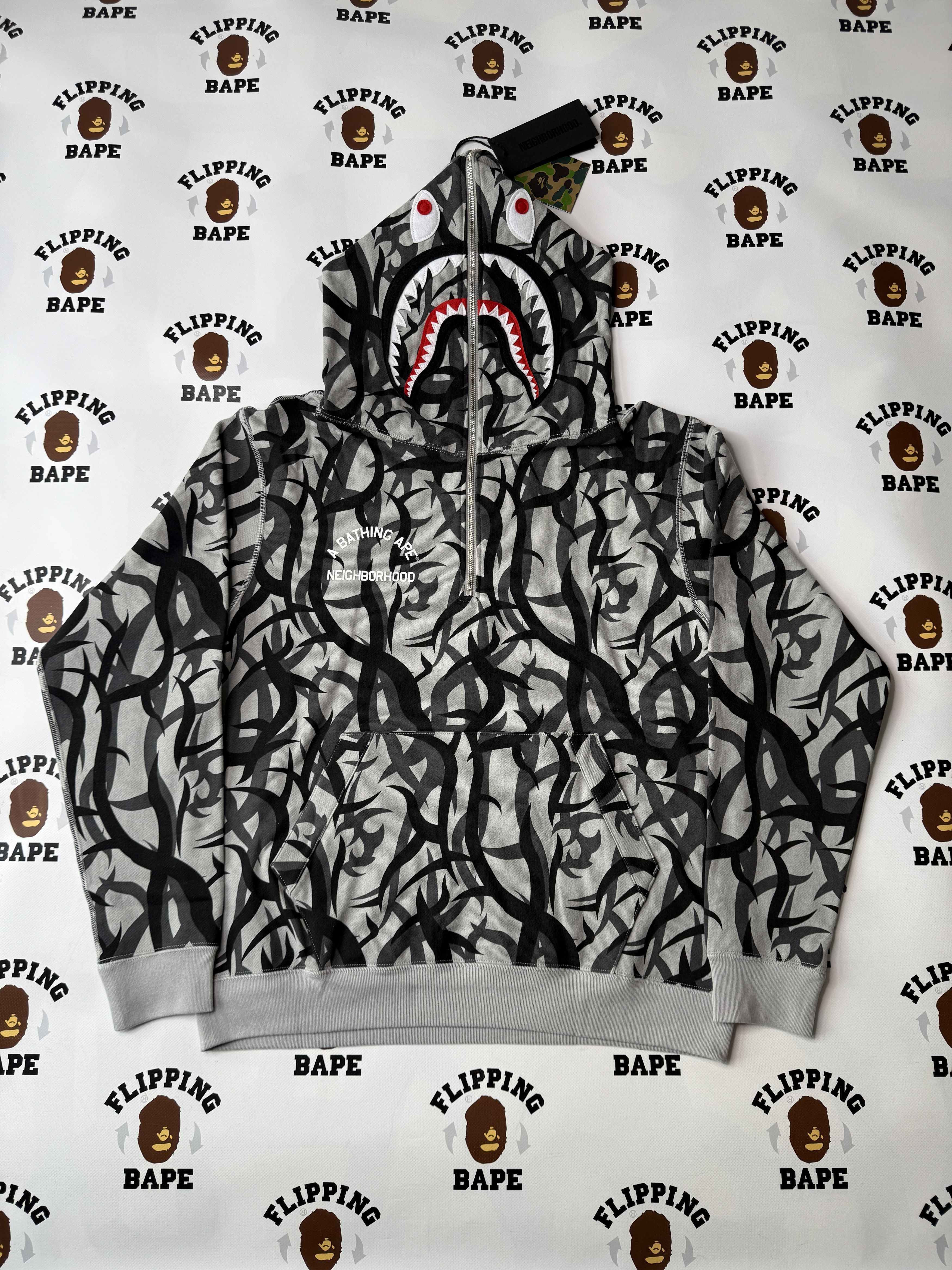 Bape × Neighborhood BAPE X NBHD TRIAL CAMO TWO FACE HALF ZIP
