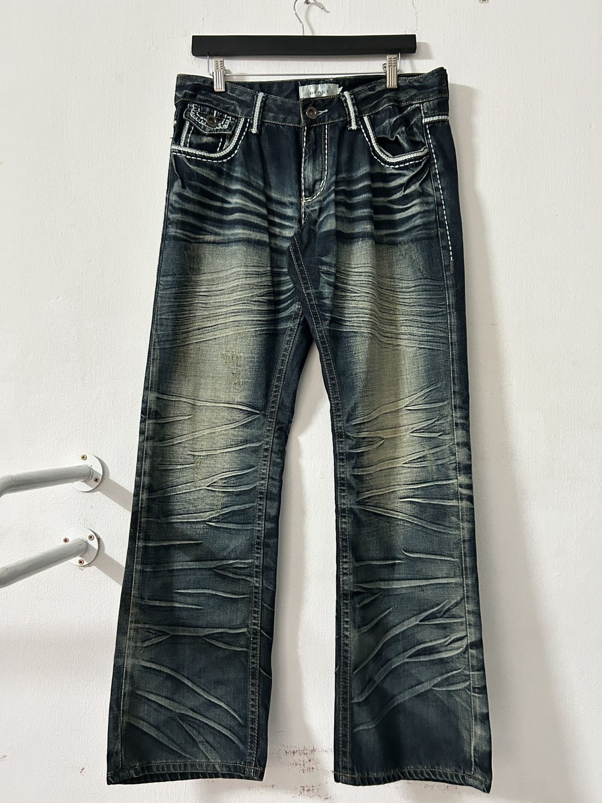 Crazy Beast Sick Faded Claw Washed Jeans Vintage Style