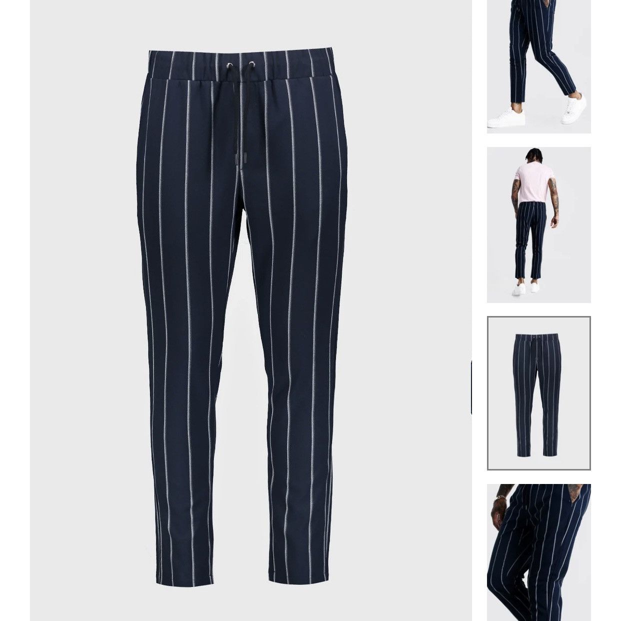 Boohoo BoohooMAN Striped Smart Cropped Pants Size US 28 / EU 44 - 6 Thumbnail