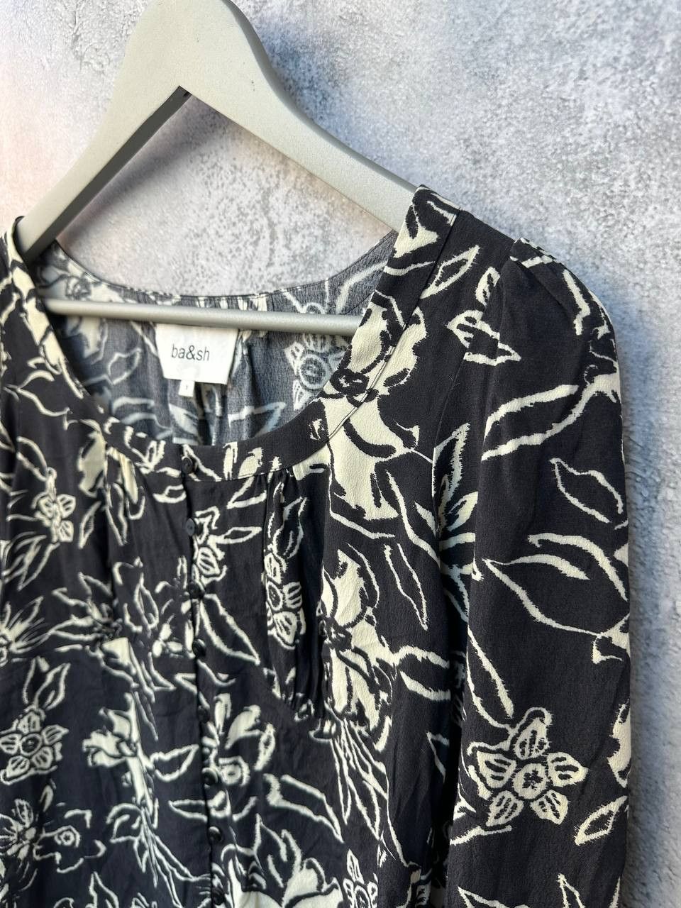 ba&sh RRP 150€ BA&SH Gathered Floral-Print Crepe Blouse Button Size S / US 4 / IT 40 - 6 Thumbnail