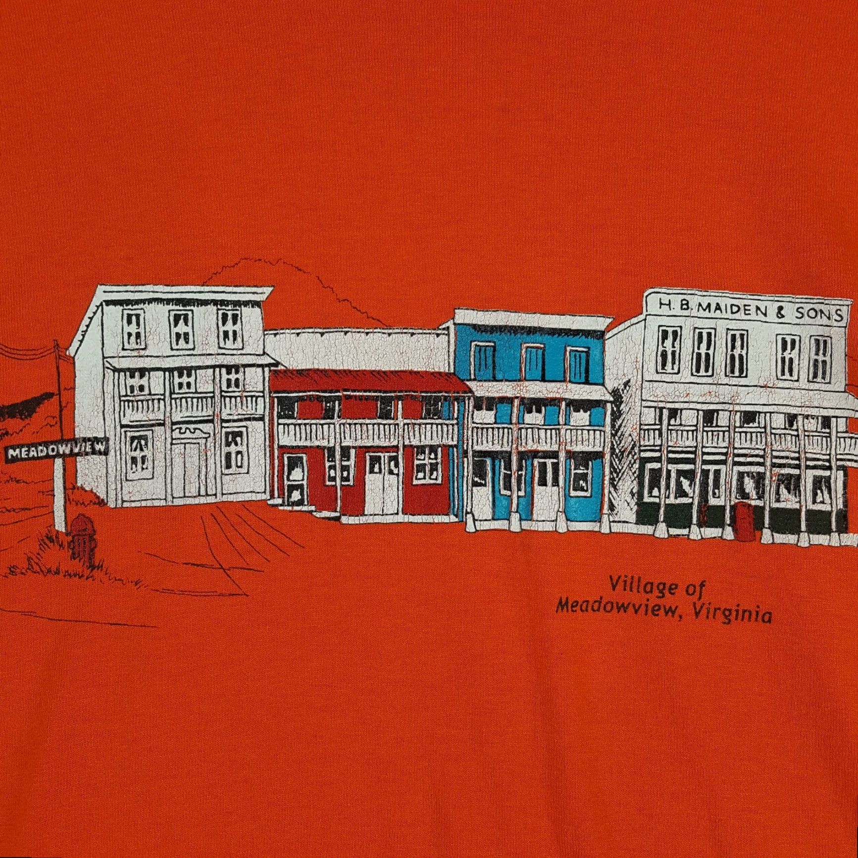 Gildan Vintage 90s Meadowview Virginia Village T Shirt Mens XL Travel VA Town Orange Cotton Embroidered Logo Gildan Size US XL / EU 56 / 4 - 3 Thumbnail