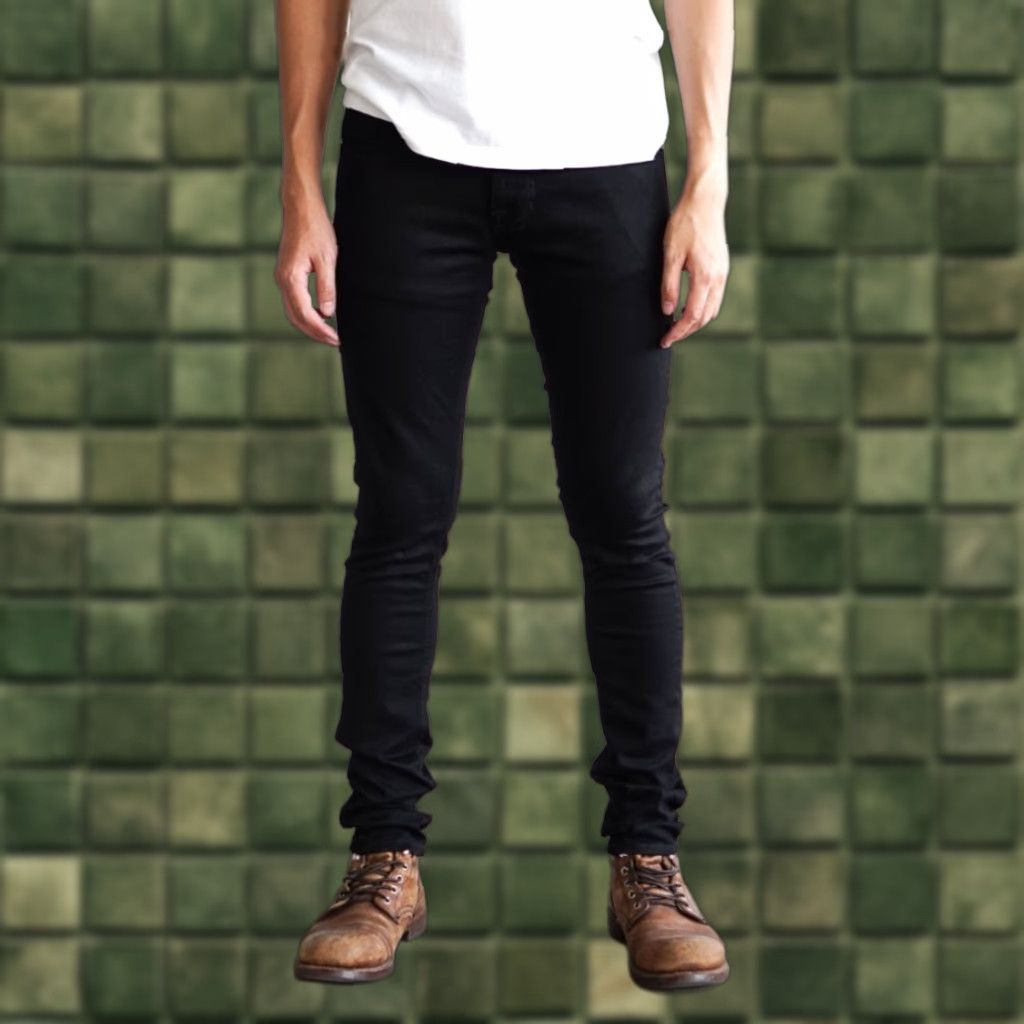 Nudie Jeans NUDIE JEANS Slim Skinny Jeans Men 29/32 Black DZ8025 Tight Terry Everblack 5-Pocket Denim Elastaan Cotton Zip Rise Mid 10-12in W29 L32 Size US 29 - 1 Thumbnail