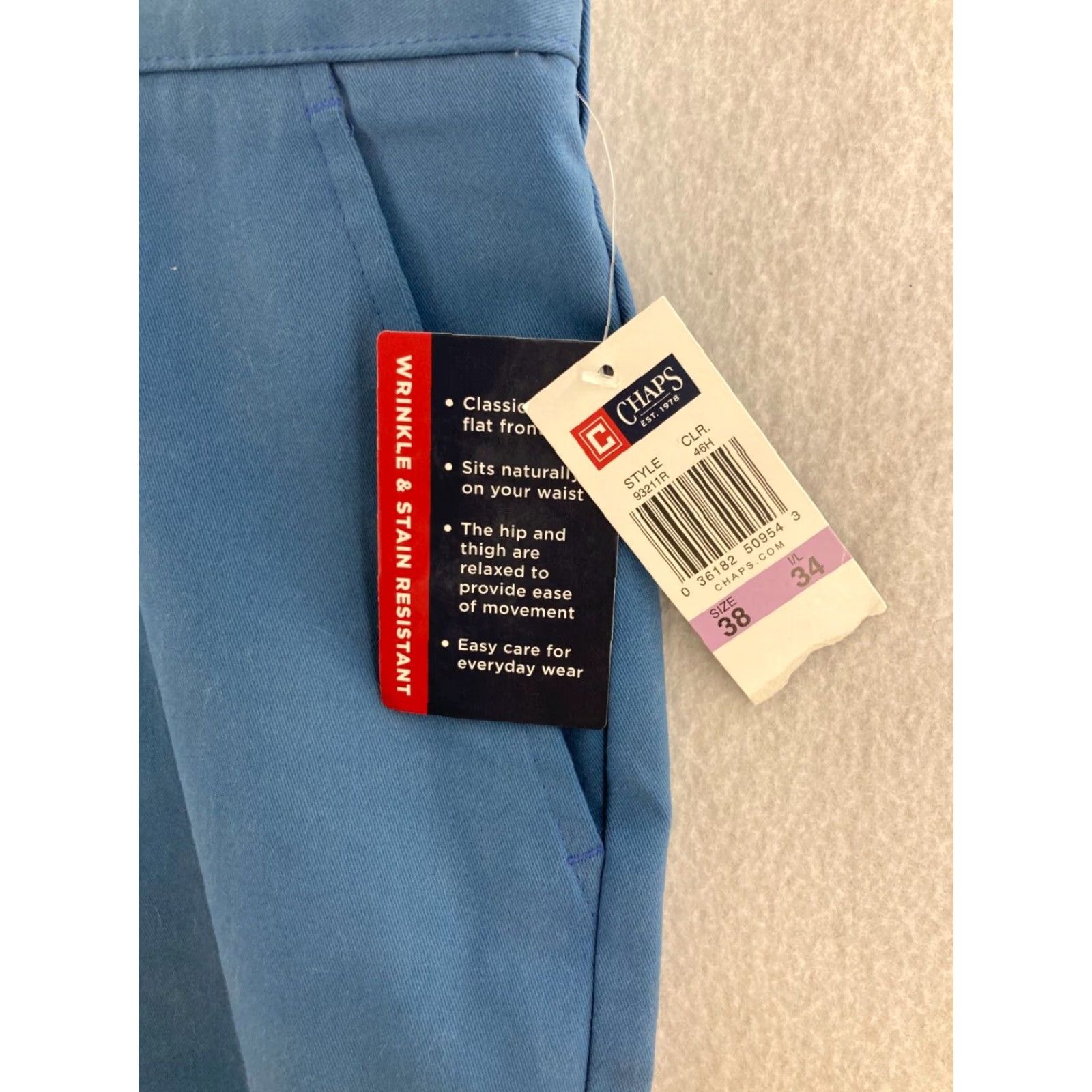 Chaps CHAPS Dress Pants Mens 38x34 Flat Front Blue Cotton Straight Leg Slash Pockets Regular Mens Size US 38 / EU 54 - 5 Thumbnail