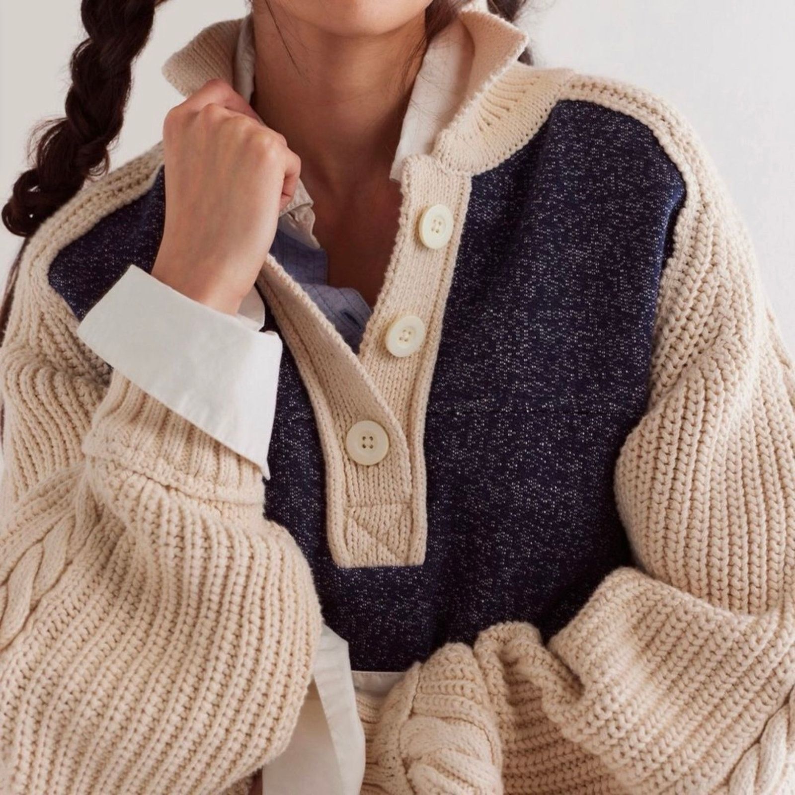 Free People NWT Free People We The Free Marco Polo Sweater Navy Combo M Size M / US 6-8 / IT 42-44 - 3 Thumbnail