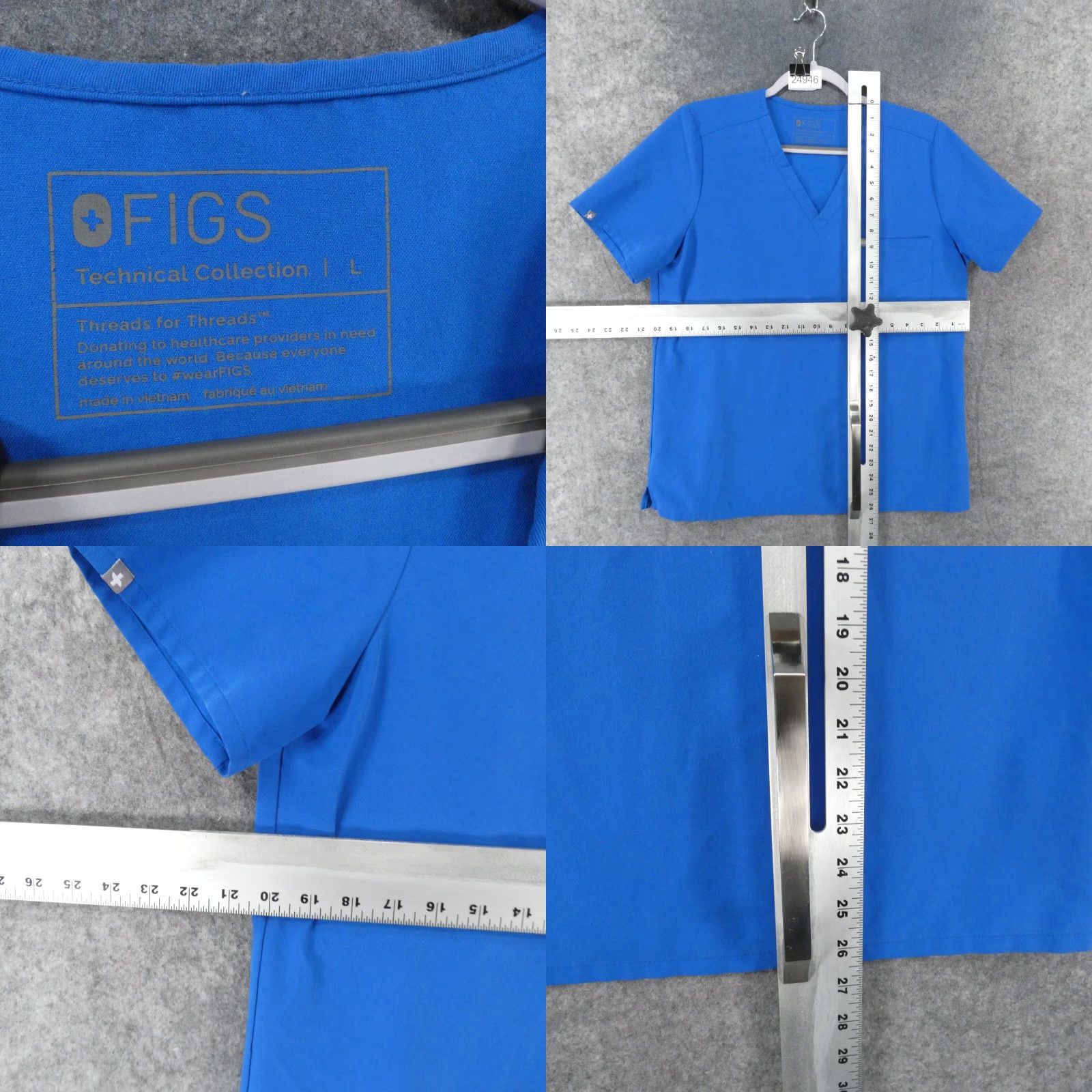 Vintage Figs Scrub Top Womens Large Short Sleeve Blue Size L / US 10 / IT 46 - 8 Thumbnail