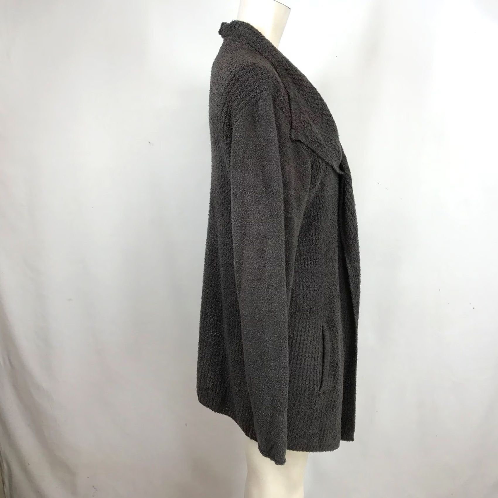 Vintage Barefoot Dreams CozyChic Lite Cardigan Sweater L Charcoal Gray Draped Wrap Open Size L / US 10 / IT 46 - 4 Thumbnail