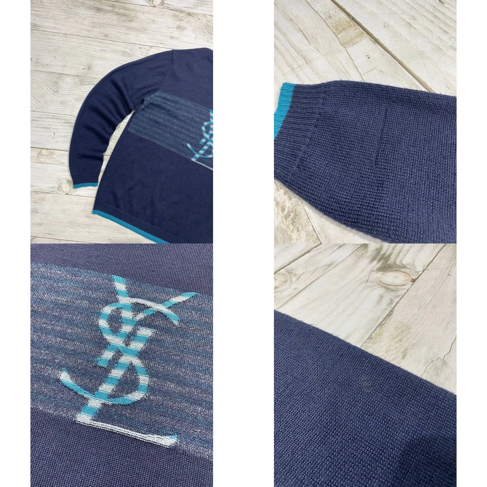 Yves Saint Laurent VINTAGE Saint Laurent Sweater Wool Big Logo YSL Luxury Men Size L Blue Pullover Crew Neck Knit Logo 90s Size US L / EU 52-54 / 3 - 8 Thumbnail