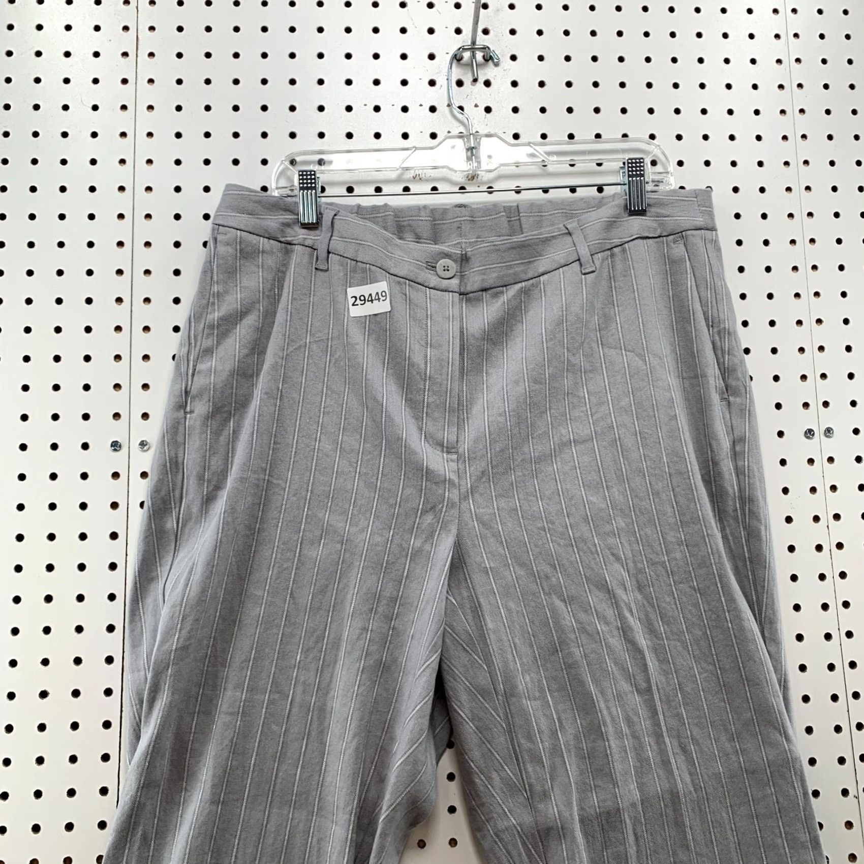 J. Jill J Jill Pants Womens 18 Tall Gray Striped Linen Stretch NWT Size 40" / US 18 - 6 Thumbnail