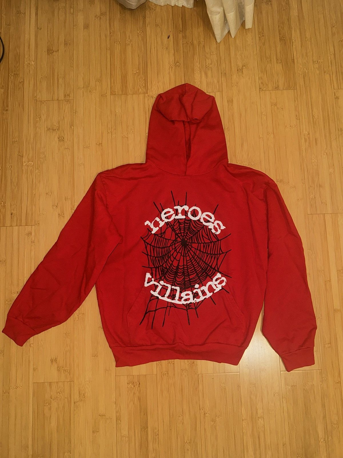 image of Metro Boomin Sp5Der Hoodie Heroes Villains in Red, Men's (Size XL)