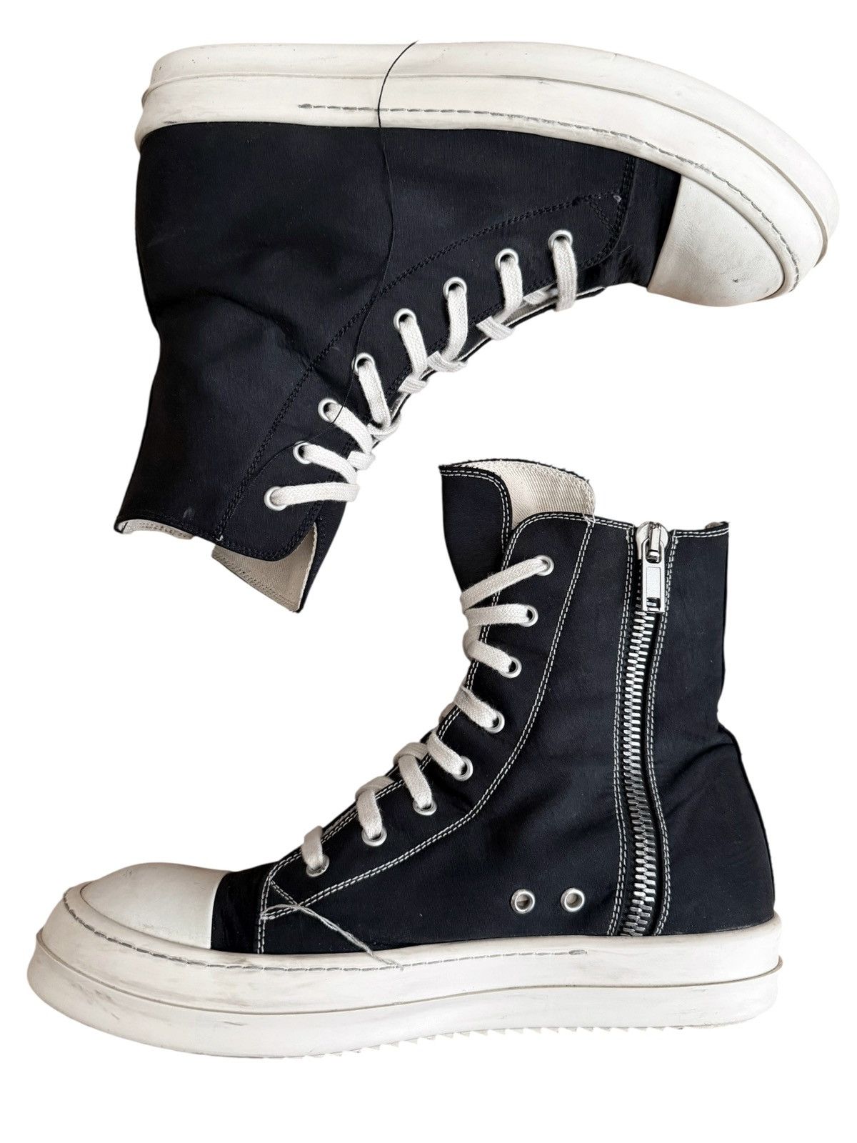 Rick Owens Drkshdw Contrast Mismatch Stitch High Ramones Size US 9 / EU 42 - 4 Thumbnail