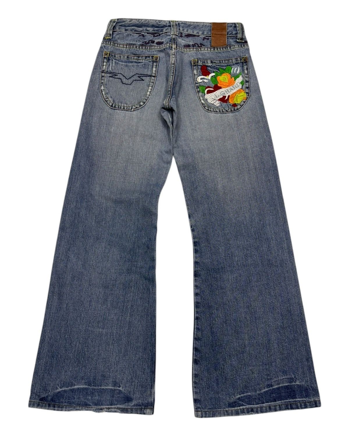 Ed Hardy Flare Jeans L.G HARD Flower Embroidery Ed Hardy Style Jeans Size US 28 / EU 44 - 3 Thumbnail