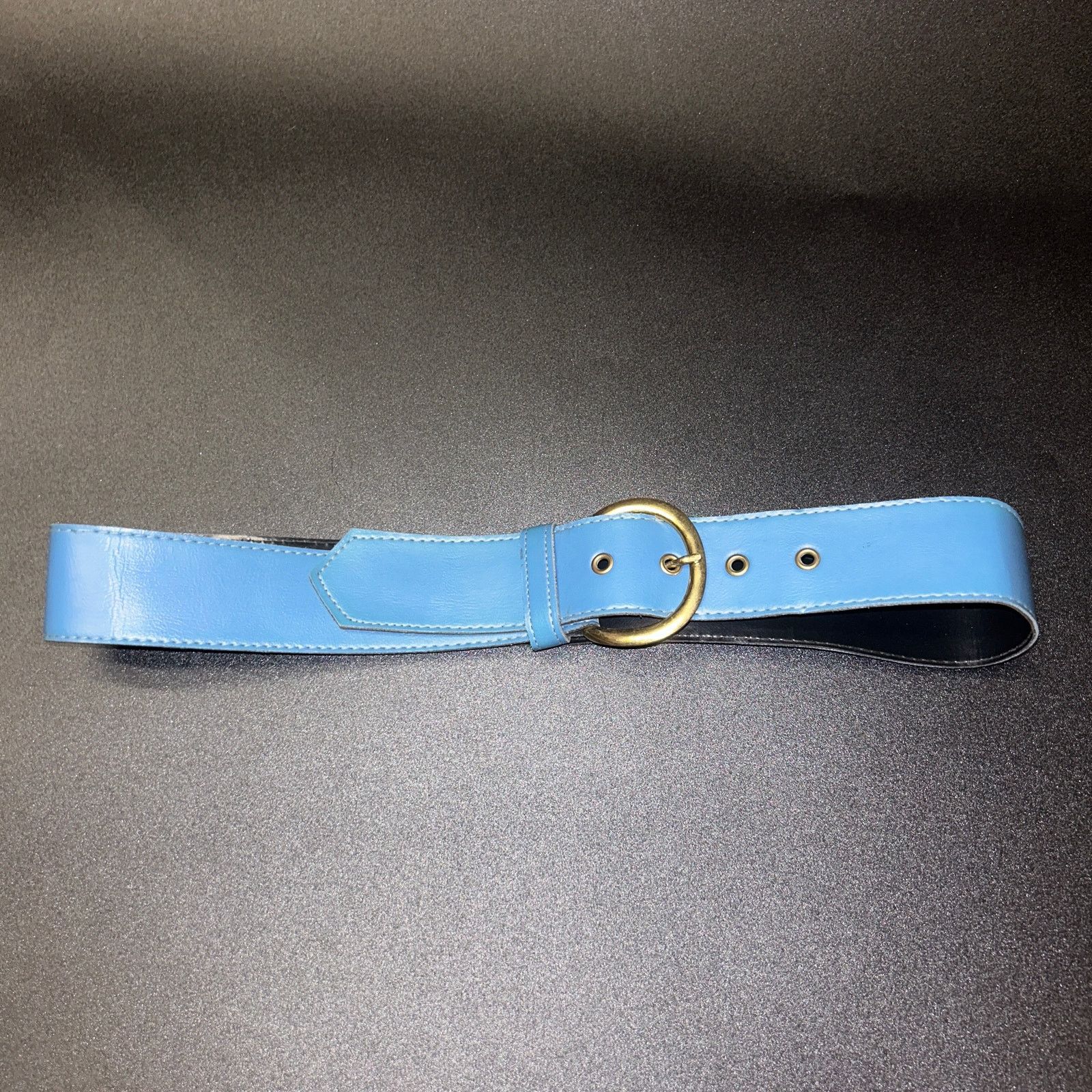 Other Blue Faux Leather Gold-Tone Hardware Adjustable Belt Size 14 Size ONE SIZE - 1 Thumbnail