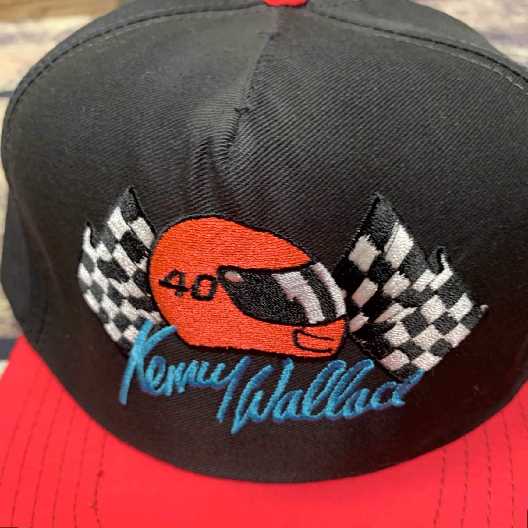 Vintage VINTAGE Kenny Wallace #40 Black Pink Hat Snap Back Cap NASCAR 90’s Made in USA Size ONE SIZE - 2 Thumbnail