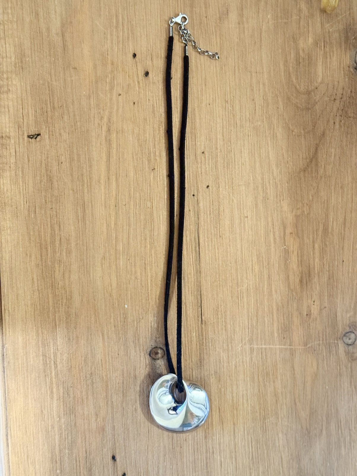 Vintage Modernist Sterling Silver Pendant on a 20" Fabric Necklace Size ONE SIZE - 5 Thumbnail