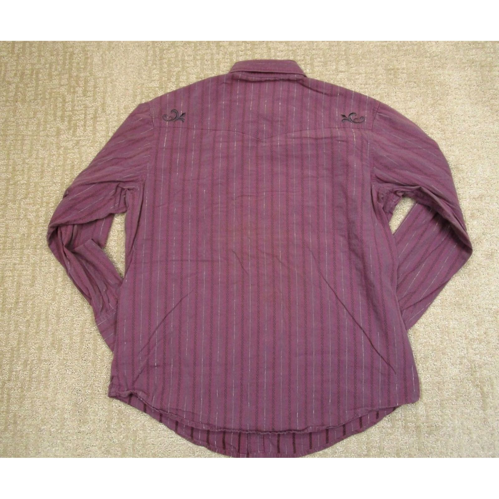 Wrangler Wrangler Pearl Snap Shirt Men L Purple Striped Western Long Sleeve Button-Up Size US L / EU 52-54 / 3 - 3 Thumbnail