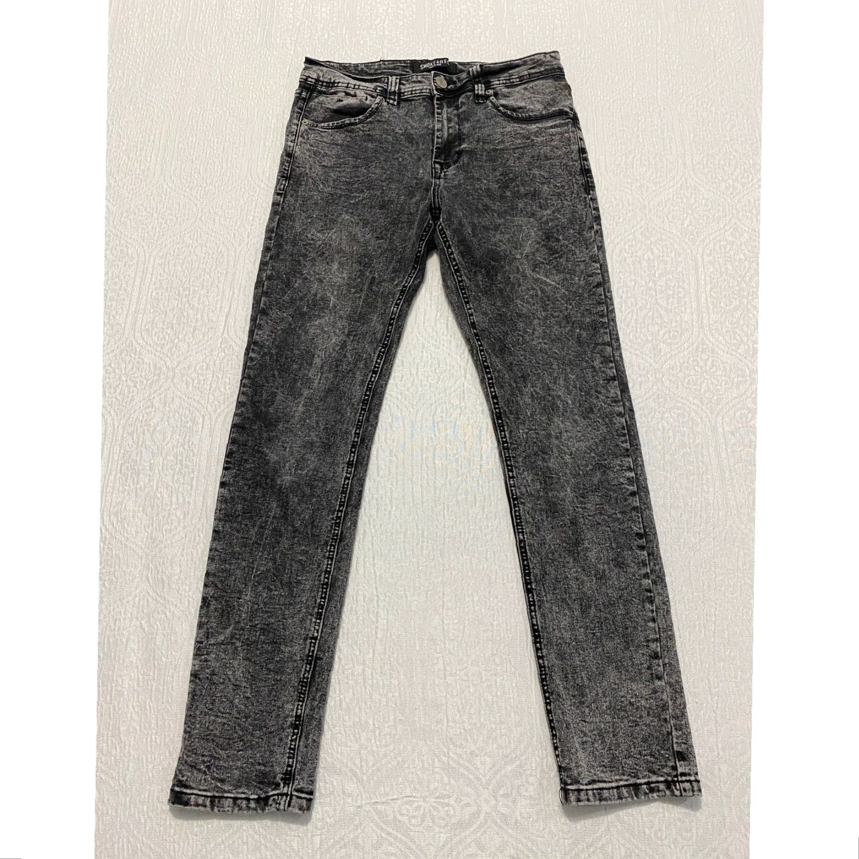 ASH SMOKE & ASH Denim Jeans Slim 30x30 Men Black Acid Wash Stretch Cotton Blend Jeans (Slim) Mens Size US 30 / EU 46 - 2 Thumbnail