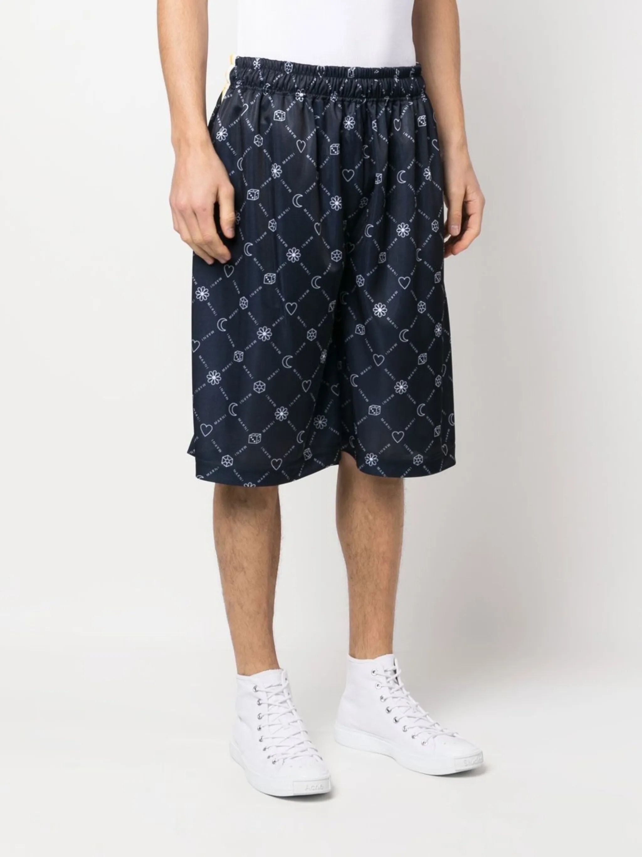 Marni o1y0225 Logo-Print Short in Midnight Blue/White Size US 30 / EU 46 - 2 Thumbnail