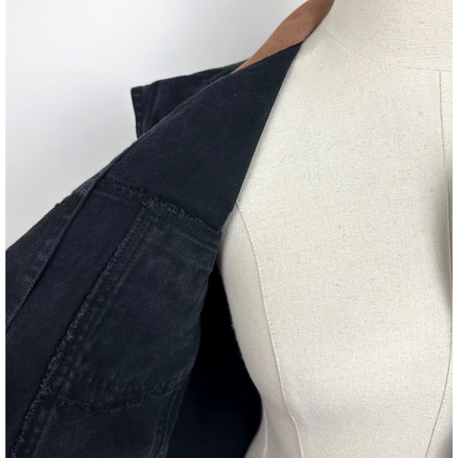 Denime VINTAGE Stonebridge Vest Western Womens XL Black Denim Faux Suede Collar Studded Size XL / US 12-14 / IT 48-50 - 5 Thumbnail