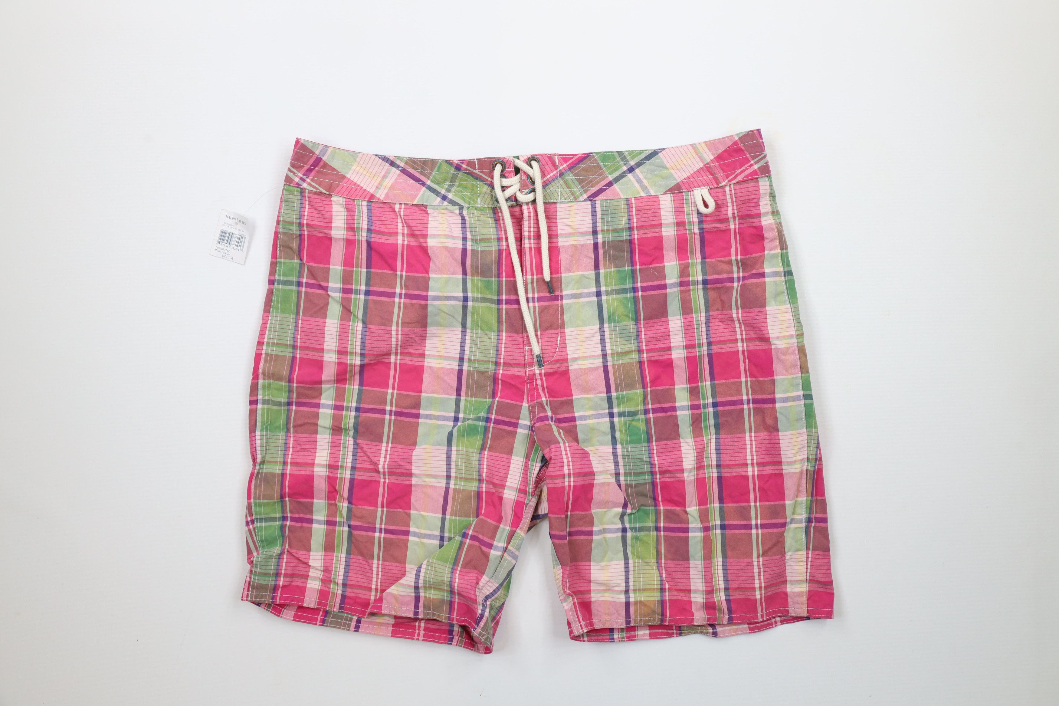 Ralph Lauren × Vintage Deadstock Vintage 90s Ralph Lauren Plaid Shorts Swim Trunks Size US 38 / EU 54 - 1 Thumbnail
