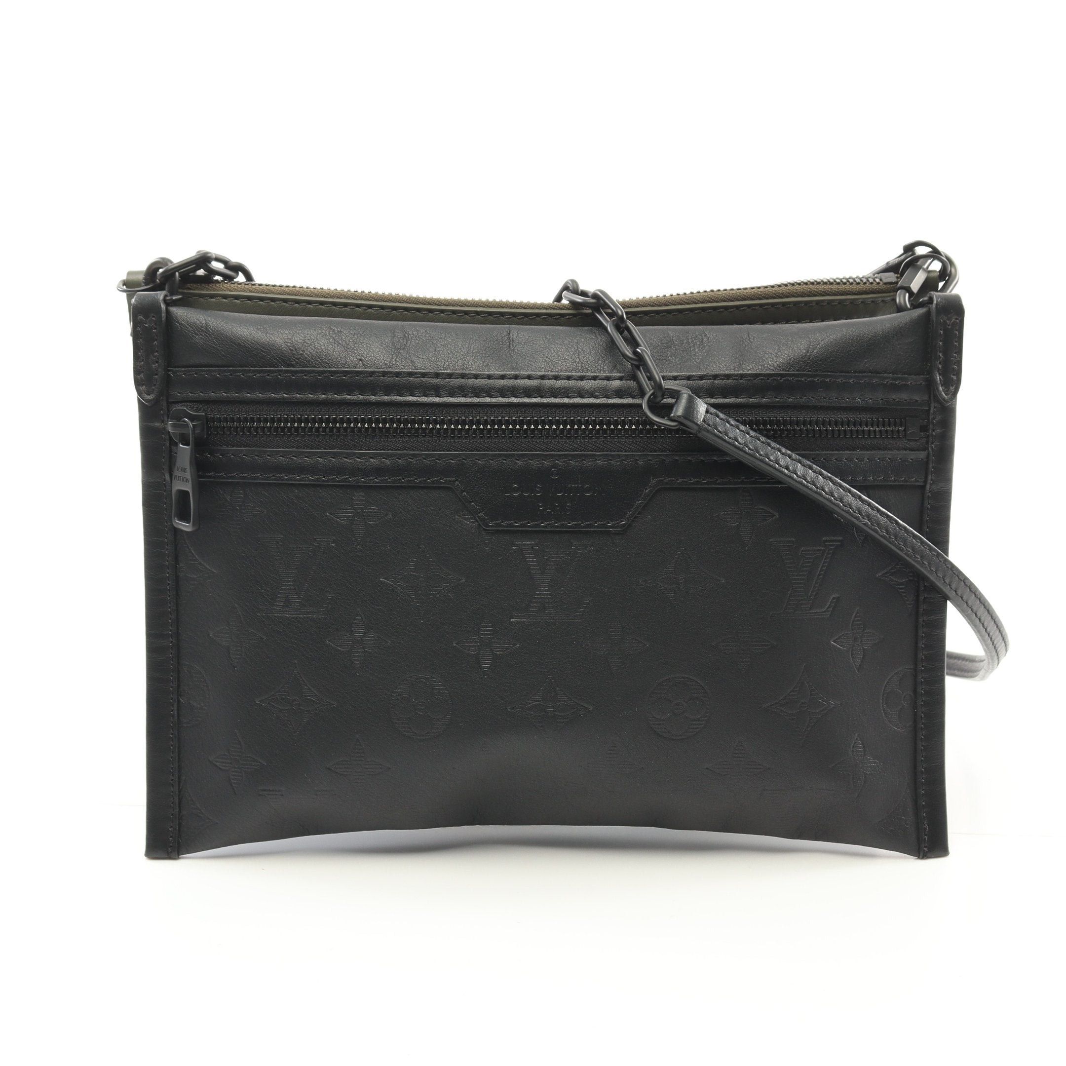 Louis Vuitton Louis Vuitton Flat Messenger Monogram Shadow Shoulder Bag Chain Leather Black Khaki Green Orange Yellow Size ONE SIZE - 1 Thumbnail