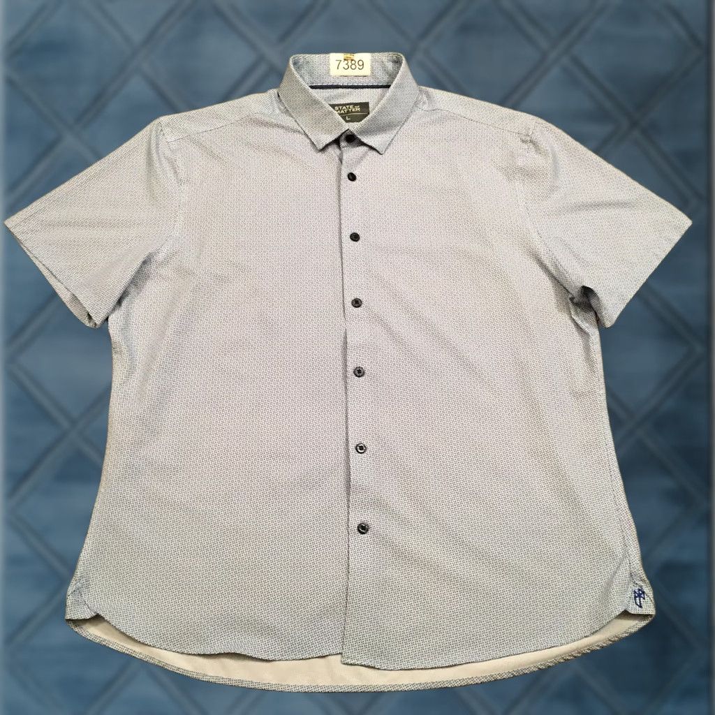 Vintage State Of Matter Shirt State Of Matter Mens Large Blue Geometric Short Sleeve Button Up Size US L / EU 52-54 / 3 - 1 Thumbnail