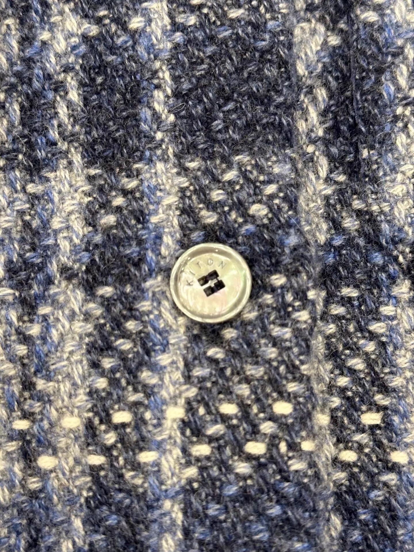 Kiton Kiton Womens Blue & White Check Logo Tweed Jkt 38 Size XS / US 0-2 / IT 36-38 - 5 Thumbnail