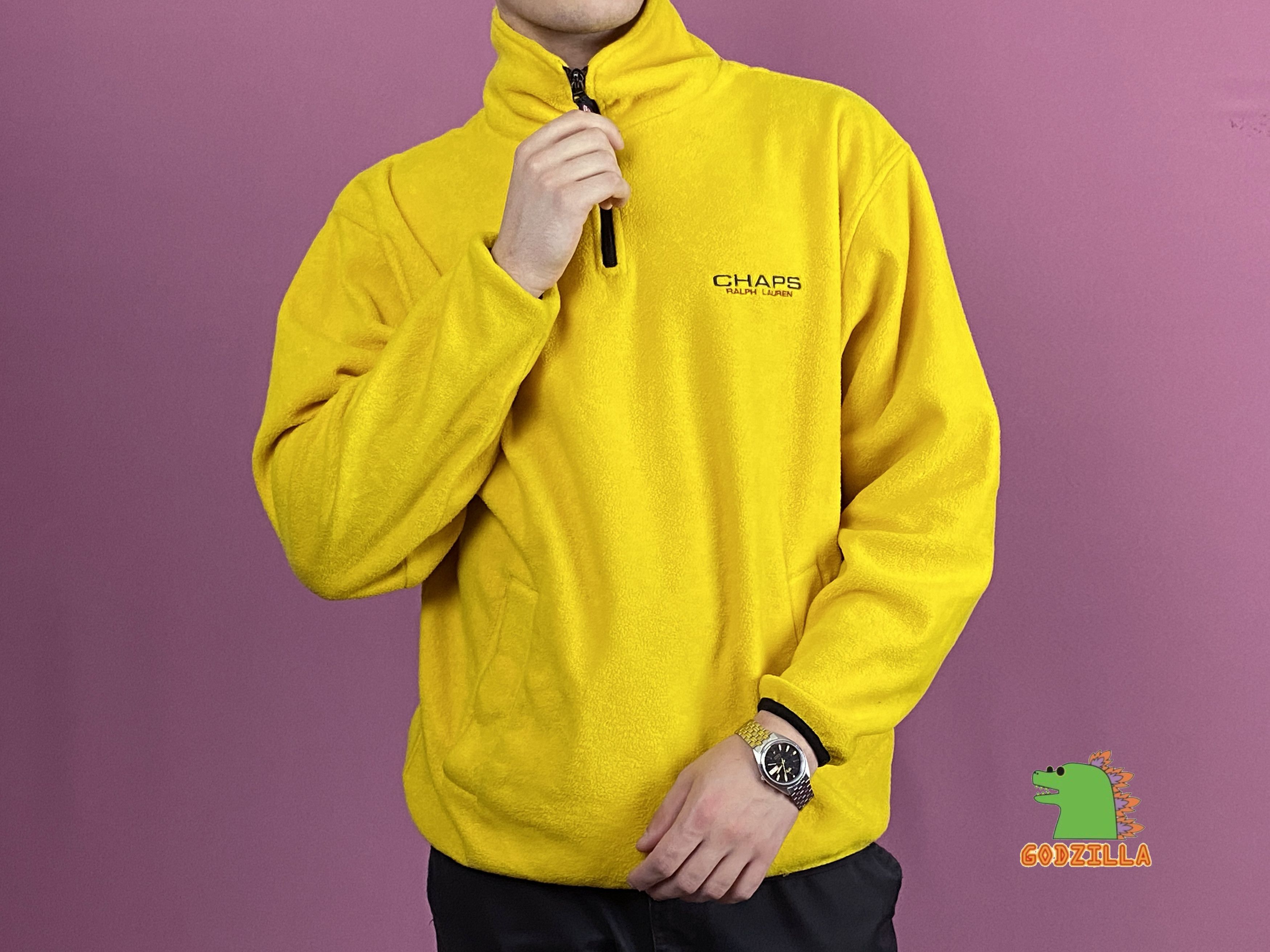 Chaps × Ralph Lauren × Vintage 90s Chaps Ralph Lauren Vintage Men's 1/4 Fleece Jacket - M Size US M / EU 48-50 / 2 - 1 Thumbnail