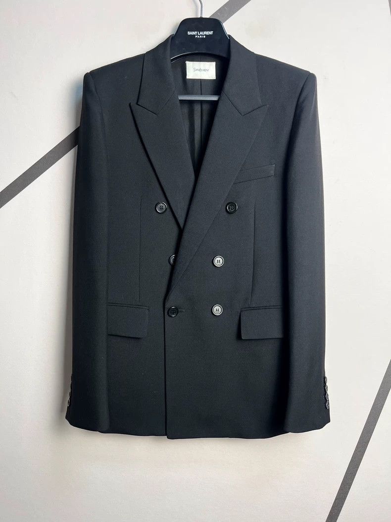 Saint Laurent Paris Saint Laurent Paris Black Gabardine Double Breasted Wool S Size 48R - 1 Thumbnail